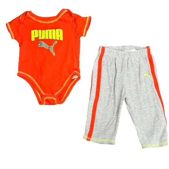 Puma Neon Orange, Yellow and Gray Outfit, Size 6-9 Months, 100% Cotton - Picture 1 of 6